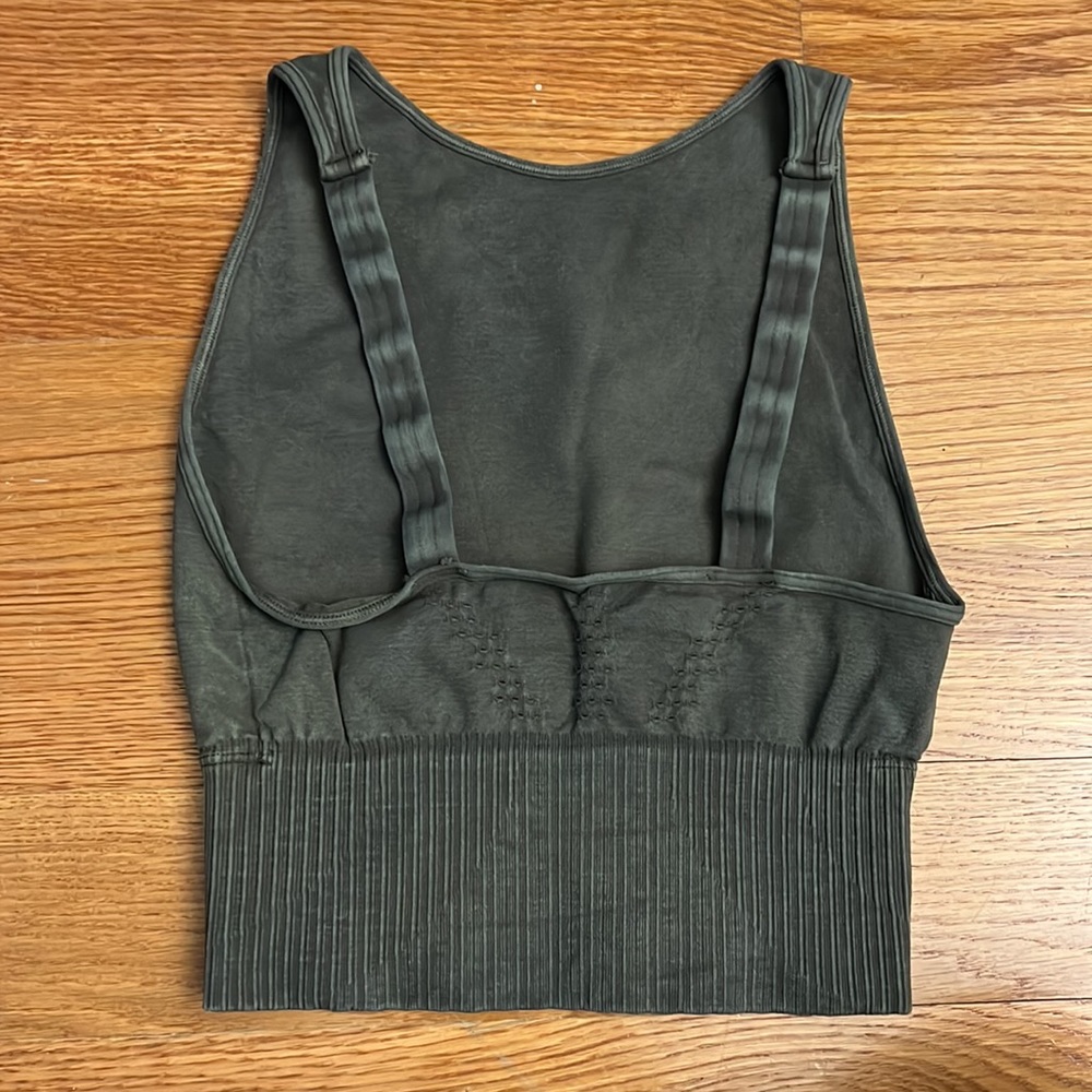 Free People Good Karma High-Neck Crop Top in Vintage Secret Moss Size XS/S - Picture 2 of 2
